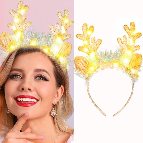 Fashband Weihnachten Stirnbänder Gold Pailletten Geweih Haarreifen Elch Hirsch Kopfbedeckung Haarteil für Kleid Kostüm Dekoration Fotos von Fashband