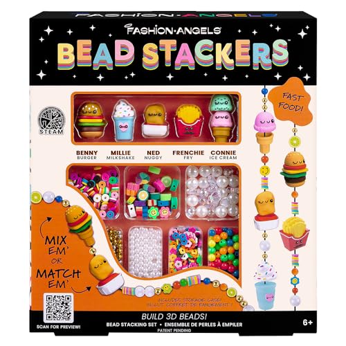 CRAYOLA Fashion Angels - Bead Stackers, Set Fast Food Fun, Kit für die Herstellung von Ketten und Armbändern, 3D-Charms zum Basteln, Kreative Aktivität für Kinder, ab 8 Jahren, F13238 von Fashion Angels