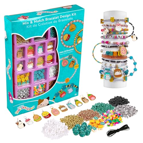 Fashion Angels Squishmallows Mix & Match Bracelet Design Kit - Makes 10 Bracelets - Includes 10 Squishmallows Charms, 10 Gem Beads, Assorted Beads and More - Join The Squish Squad - Ages 8 and Up von Fashion Angels