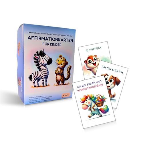 Affirmationskarten für Kinder - Affirmationen und Gefühlekarten, für Kindergarten und Grundschule, Selbstbewusstsein stärken & Emotionen verstehen - DIN A7 von Fasonak