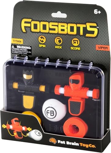 TOMY Fat Brain Toys Foosbots 2er-Pack - Das fußballthemenorientierte, rasante Tischspiel für 2 Spieler für Kinder ab 6 Jahren - Spaßiges Fußballgeschenk - optimal für Fußballfans und Familien von Fat Brain Toys