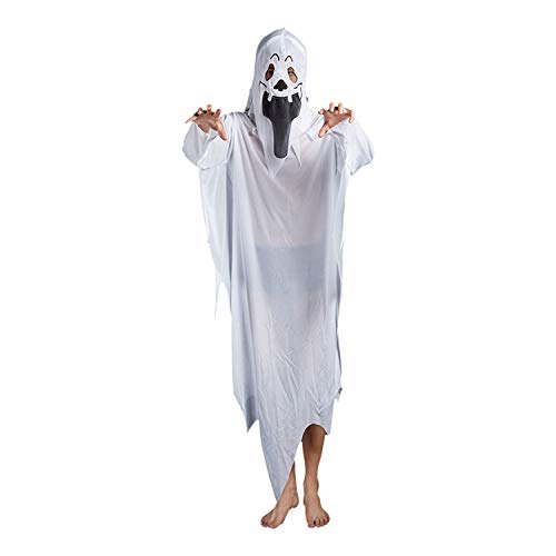 Weißes Geist Umhang Halloween Geister Mantel Kostüm Halloweenkostüm Halloween-Kostüm Horrible Gespenst Umhang Geisterumhang Umhang mit Geistergesicht für Karneval Fasching Cosplay Mottoparty von Faxianther