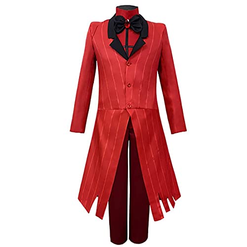 Alastor Cosplay Kostüm Set Anime Hazbin Hotel Outfits mit Perücke Accessoires Erwachsene Roter Anzug Halloween Karneval Fasching Party von Fayeeda