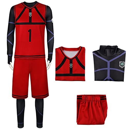 Fayeeda Anime BLUE LOCK Cosplay Kostüm Set Bachira Meguru/Isagi Yoichi Cosplay Sportbekleidung Fußball Anime Outfit Männer Anzug Halloween von Fayeeda