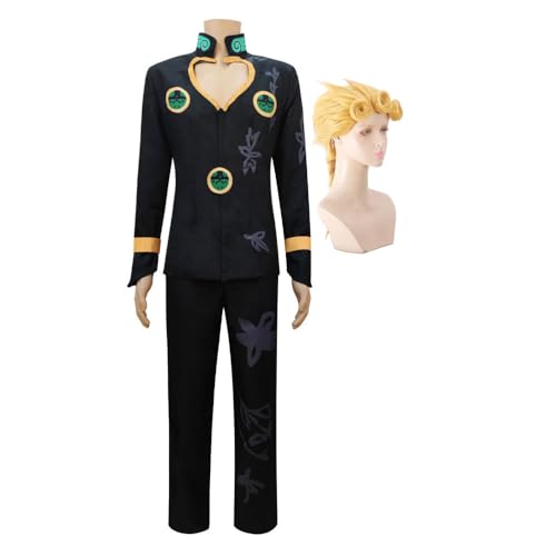 Giorno Giovanna Cosplay Kostüm Set Anime Charaktere Cosplay Uniform Rollenspiel Verkleidung mit Perücke Halloween Party Karneval Kostüm von Fayeeda