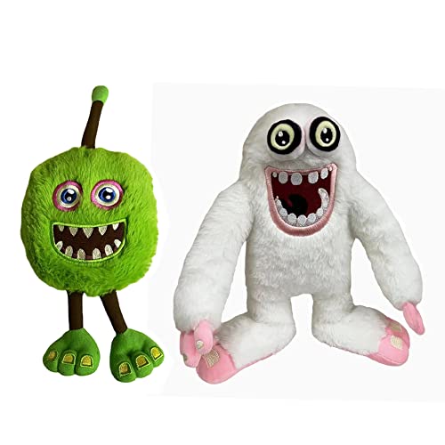 Meine Singenden Monster Grüne Bohnensprossen + Weißes Schneemonster Plüsch Spiel Peripherie Cartoon Plüsch Füllung Sofa Dekoration 33cm PP Baumwolle Geschenk für Spiele-Liebhaber von Fayeeda