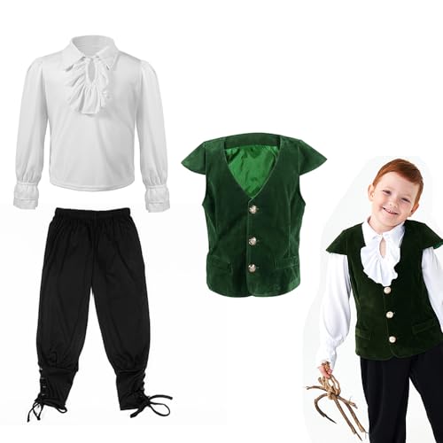 Mittelalterliche Kostüme Full Set Herren kleidung Renaissance Viktorianisch Rüsche Halloween Fasching Kostüme Cosplay 100-150cm von Fayeeda