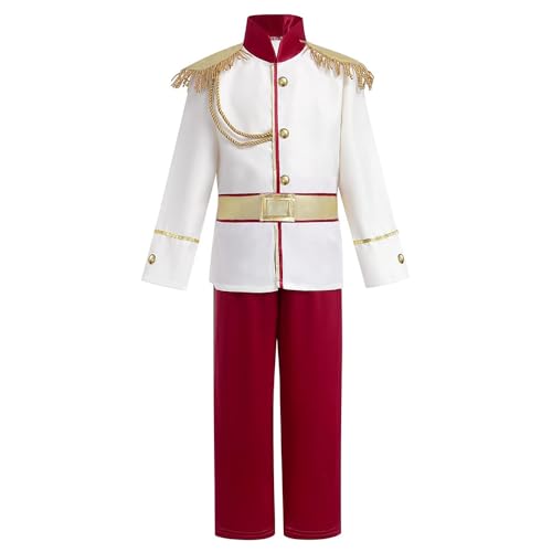 Prinz Kostüm 110-150CM Royal Guard Kostüm Cosplay Märchenprinz Kostüm Jacke Top Hose für Halloween Karneva Mottoparty Prinzenparty von Fayeeda