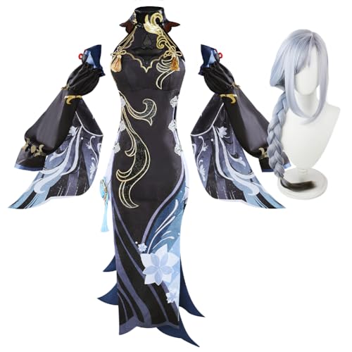 Shenhe Black Cheongsam Attire for Sea Lantern Festival Game Peripheral Shenhe Charakter mit dem gleichen Cosplay Full Costume Masquerade Comic-Con Dress Anime Game Fan's Gift von Fayeeda