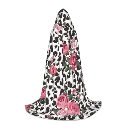 Fbghhty Süßer rosa Rosen-Mix Leopardenmuster Druck Unisex Kapuzenumhang Halloween Cosplay Karneval bequemer Umhang für Teenager Partys Fbghhty Süßer rosa Rosen-Mix Leopardenmuster Druck Unisex Kapuzenumhang Halloween Cosplay Karneval bequemer Umhang für Teenager Partys von Fbghhty
