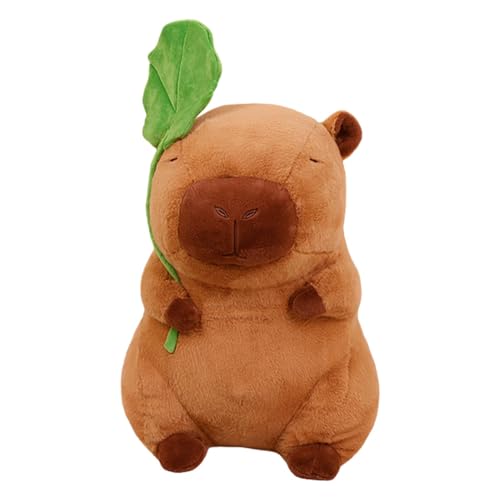 Capybara Plush Toy, Cute Capybara Doll, Adorable Capybara Figure, Cartoon Capybara Doll, Cuddly Animal Plush, Capybara Plush with Leaves, Stuffed Cartoon Capybara for Bedside, Sofa, Car von Fbinys