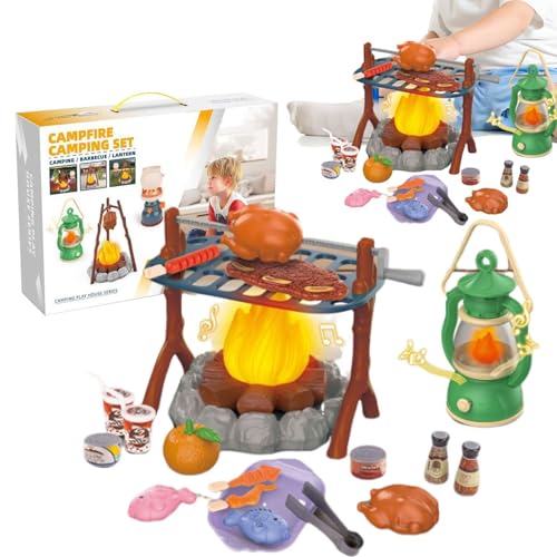 Children's Camping Toy Set, Play Campfire Set Outdoor Pretend, Kids Kitchen Gear with Accessories, Educational Role-Playing for Boys Girls Age 3-6, 35.5x25.5x9.5cm von Fbinys