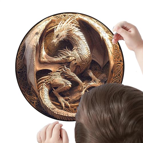 Drachenpuzzle, 3D Drachenmodell, Drachenpuzzle aus Holz, Drachen Bauset, Tierförmiges Puzzle, Lernpuzzle für Erwachsene, Fabelwesen Puzzle, Drachen Woodcraft Kit, Einzigartiges Puzzle-Design von Fbinys