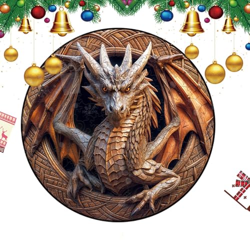 Drachenpuzzle, 3D Drachenmodell, Drachenpuzzle aus Holz, Drachen Bauset, Tierförmiges Puzzle, Lernpuzzle für Erwachsene, Fabelwesen Puzzle, Drachen Woodcraft Kit, Einzigartiges Puzzle-Design von Fbinys