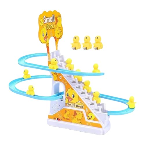 Electric Roller Coaster Toy, Small Duck Toy Stairs, Duck Racing Track Building Toy, Children's Music Game, Home Travel Play Toy, Interactive Duck Track, Music And Sound Effects Toy, Track Building Fun von Fbinys