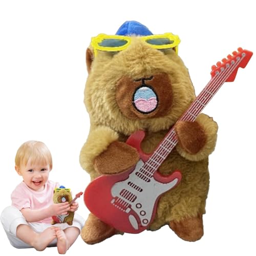 Fbinys Capybara Plush, Dancing Doll Toy, Vocal Recording Stuffed Animal, Electric Plush Toy, Soft Capybara Doll, Plush Doll with Guitar, Kids Bedroom Decoration, Interactive Plush Toy von Fbinys