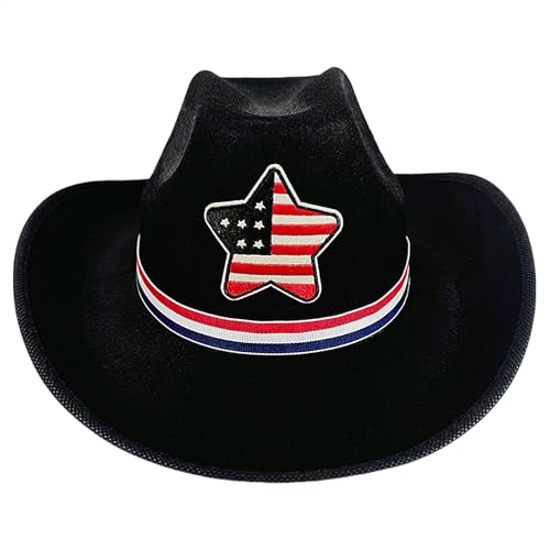 Fbinys Cowboyhüte für Frauen, Cowgirl Hut,Cowboy Cowgirl Hut für den 4. Juli | Wide Bim Classic Five-PoinTed Star Kostümzubehör für Party Parade Unisex von Fbinys