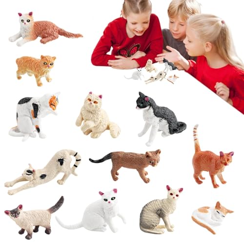 Fbinys Katzenfiguren-Spielzeug-Set, Katzenfiguren und Tierfiguren, Spielzeug – Katzenfiguren, pädagogisches Katzen-Tierfiguren-Spielzeug, niedlich, realistisch für Katzenbesitzer-Liebhaber von Fbinys