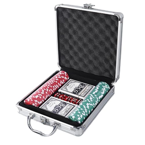 Fbinys Pokerchips-Set, Texas Hold'em Poker-Set, professionelles Pokerset, Pokerchips mit Koffer, Blackjack-Poker-Set, Aluminium-Pokerkoffer, hochwertige Chips, Kartenclub-Poker-Set, Pokerset mit Chips von Fbinys