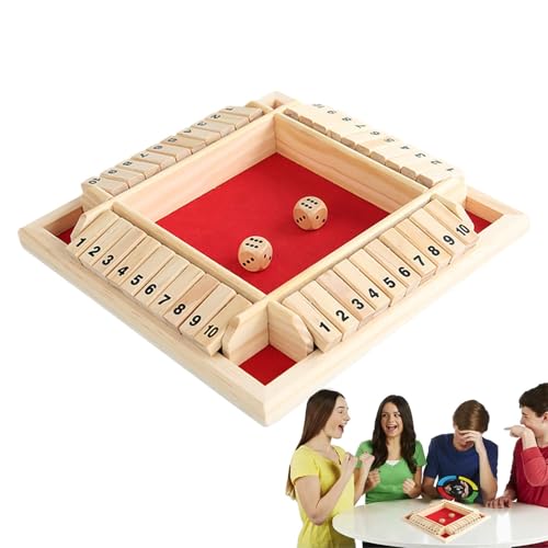 Fbinys Shut The Box Würfelspiel, Mathematikspiele aus Holz, Barspiele für Partys und Versammlungen, Strategiespiel zum Lernen, 2–4 Spieler, verbessert Mathematik und Entscheidungsfähigkeiten von Fbinys