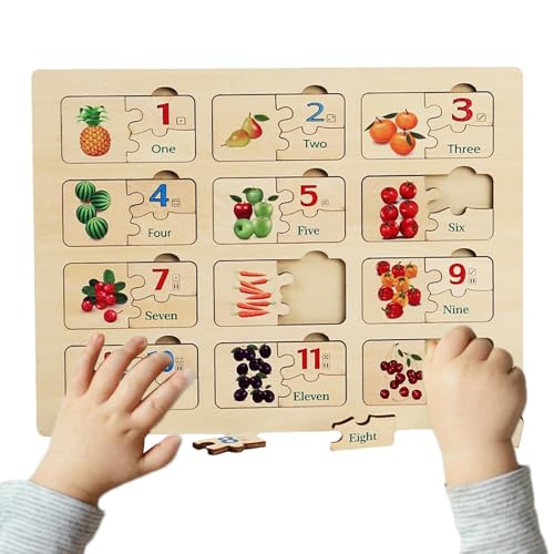 Fbinys Zahlenpuzzle aus Holz, Zahlenlernpuzzle für Kleinkinder - Lehrtafel für das Zahlen-Matching-Spiel | -Zählspielzeug, Spielspiel, motorische Fähigkeiten, frühes Lernspielzeug von Fbinys
