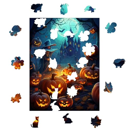 Halloween-Puzzles, Herausfordernde Puzzle für Spielabende, Urlaubspuzzle, 3D-Spukhaus-Puzzle, -Themen-Puzzle, Fledermaus-Themenpuzzle, Grabthemen-Puzzles für und Mädchen von Fbinys