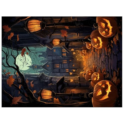 Halloween-Puzzles, Herausfordernde Puzzle für Spielabende, Urlaubspuzzle, 3D-Spukhaus-Puzzle, -Themen-Puzzle, Fledermaus-Themenpuzzle, Grabthemen-Puzzles für und Mädchen von Fbinys