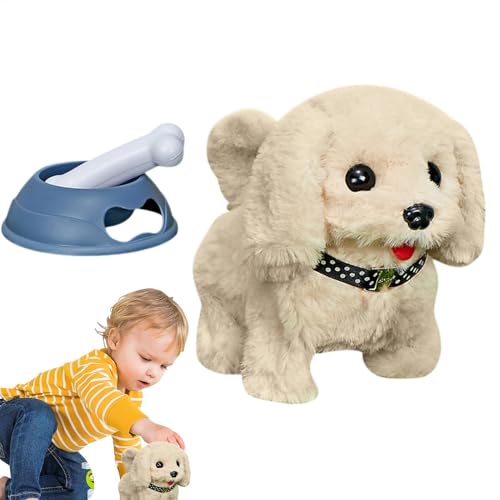 Interaktiver Roboter Welpe Walking Plüsch Welpe Elektronisches Hundespielzeug Roboter Welpe mit Knochen Kleinkind Stofftier Bellen Roboter Hund Interaktives Plüschtier Soft Walking Welpe Roboter Welpe von Fbinys