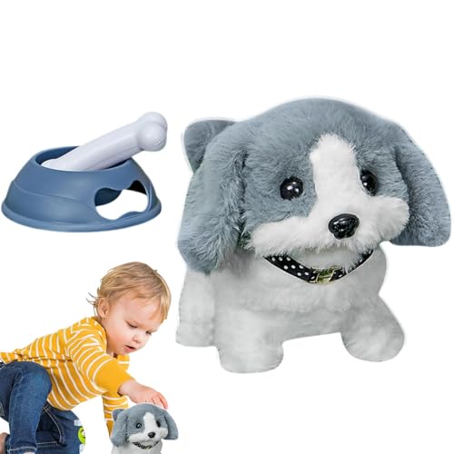 Interaktiver Roboter Welpe Walking Plüsch Welpe Elektronisches Hundespielzeug Roboter Welpe mit Knochen Kleinkind Stofftier Bellen Roboter Hund Interaktives Plüschtier Soft Walking Welpe Roboter Welpe von Fbinys