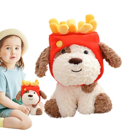 Plush Dog Stuffed Animal, French Fries Hat Plush Dog, Home Decor Plush Dog, Vivid Expressions Stuffed Dog, Stuffed Dog for Girls, Cute Plush Dog, Adorable Dog Plush Toy, French Fries Hat Stuffed von Fbinys