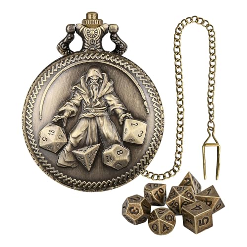 Pocket Watch Dice Set, 7X Polyhedral Dice Set, Metal RPG Dice, Pocket Watch Dice Case, Multi-Sided Dice Set, RPG Dice Metal, Travel-Friendly Dice, Role-Playing Game Dice, Dice Set for Travel von Fbinys