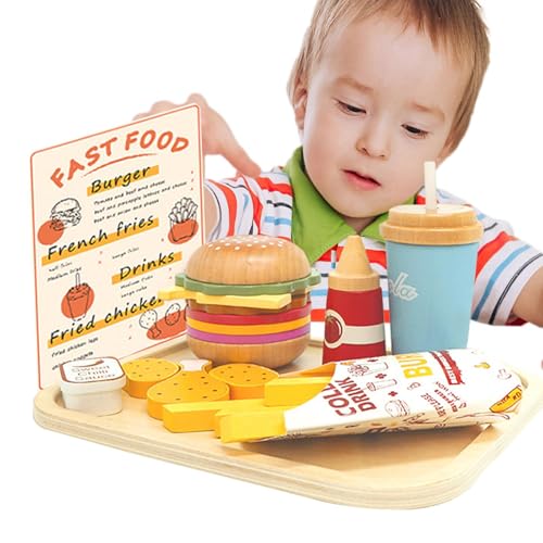 Pretend Play Hamburger Set, Fast Food Toy Set, Toddler Play Kitchen Accessories, Wooden Burger Toy, Kids Play Food Set, Pretend Play Fast Food, Foods, Toddler Burger Set, Kitchen Role Play von Fbinys