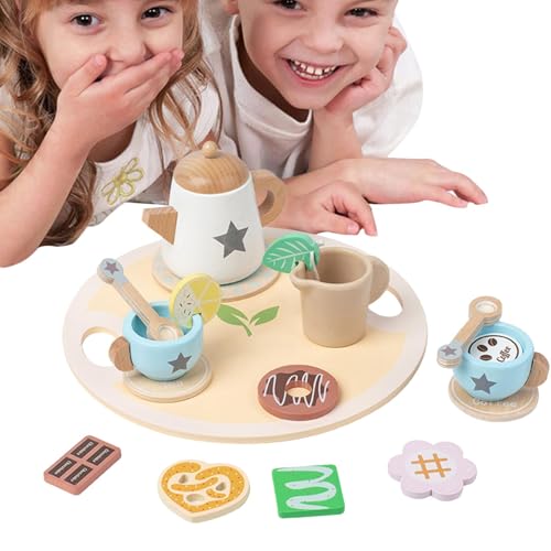 Tea Party Set, Wooden Pretend Playset, Little Girls Tea Set, Kitchen Playset, Pretend Play Tea Set, Tea Time Toys, Kids Wooden Tea Set, Play Tea Party, Wooden Tea Toys, Carrying Tray Playset von Fbinys