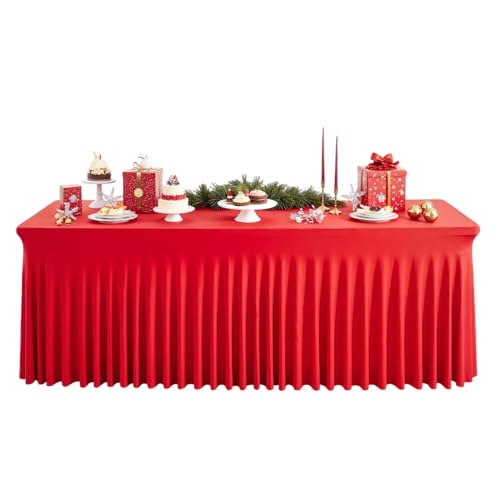 Tischrock, Weihnachts-Rüschen, festliche rote Dekoration, wasserabweisender Stoff, elegantes Plissee-Design, ideal für Veranstaltungen, Bankette, Klassenzimmer, Abschlussfeiern, kommerzielle Empfänge Tischrock, Weihnachts-Rüschen, festliche rote Dekoration, wasserabweisender Stoff, elegantes Plissee-Design, ideal für Veranstaltungen, Bankette, Klassenzimmer, Abschlussfeiern, kommerzielle Empfänge von Fbinys
