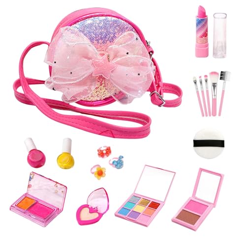 Toddler Girls Washable Cosmetic Kit, Pretend Makeup Kit for , Nail Accessory Makeup Set, 26-Piece Makeup Set for Kids, Real Makeup Set for Girls, Toddler Makeup Kit for 3-12 Year Olds von Fbinys