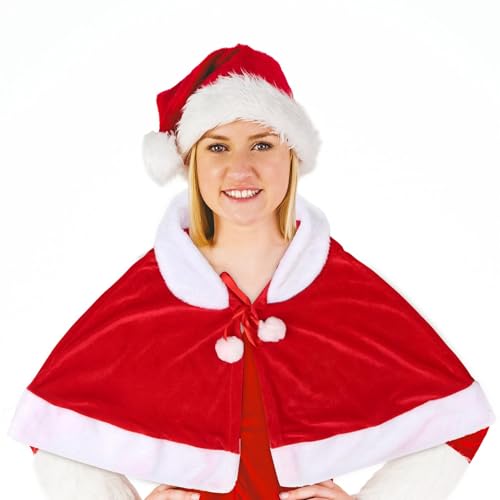 Weihnachtsumhang für Mädchen, Nikolausmütze, Schal, Weihnachts-Kostüme, Urlaubs-Umhang für Kinder, weicher Cosplay-Weihnachtsmannmütze, Weihnachtstuch, Kinder-Weihnachtsumhang, von Fbinys