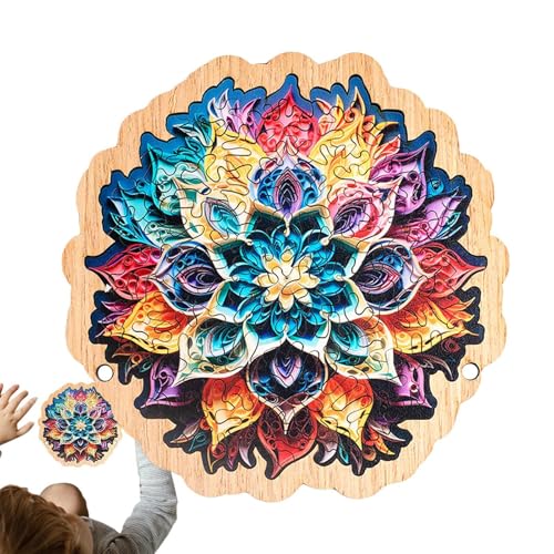 Wood Puzzles Adult, Flower Shaped Puzzle, Puzzle Game Toys, Wooden Brain Teaser, Tabletop Puzzle Centerpiece, Family Gathering Puzzle, 74 Piece Wooden Puzzle, Puzzle for Kids and Adults von Fbinys