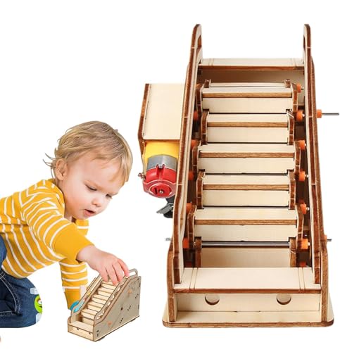 Wooden Escalator Model, Puzzle Escalator Toy Handcraft Model, Handmade Scientific Experiment Device, Smooth Construction Kit for Teens, Boys, Girls, 6.42x3.54x4.69 inches von Fbinys