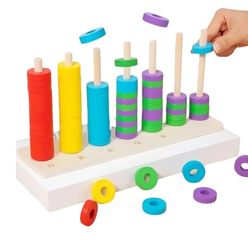 Zählstab, Holz-Abakus-Spielzeug, pädagogische Mathematikhilfe, interaktives Lernwerkzeug, Rechenperlenspielzeug, Klassenzimmer-Lehrressourcen, buntes Zählspielzeug für Zuhause und Klassenzimmer, 28,8 von Fbinys