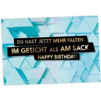 Geburtstagskarte Falten im Gesicht, 17,5cm x 12cm von Fck You Cards Krause & Tietjen GbR