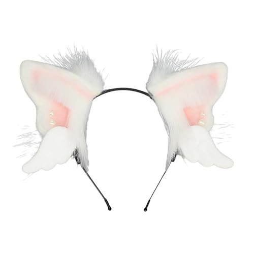 Fcnjsao Dienstmädchen Hairhoop Flügel Katzen Ohrhaarband Biegsam Ohr Stirnband Kostüm Haarhoop Girl Thema Party Kopfstück von Fcnjsao