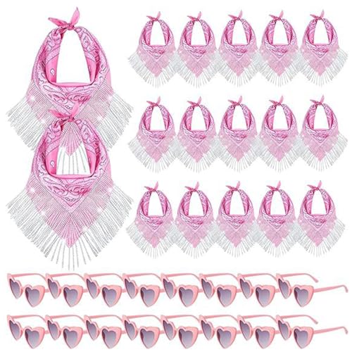 Fcnjsao Glitzernde Strasssteine ​​Cowgirl Head Schal Bandana Herz Form Sonnenbrille Set Von 15 Erwachsenen Karnevalen Partyzubehör von Fcnjsao