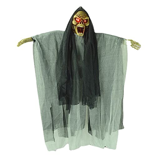 Fcnjsao Halloween Voice Control Hängende Geist Hexe Mit Kapuze Gruselige Robe Haunted Prop Horror Club Halloween Dekorationen von Fcnjsao