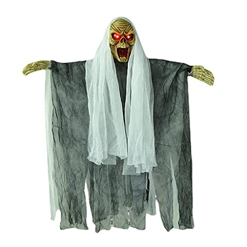 Fcnjsao Halloween Voice Control Hängende Geist Hexe Mit Kapuze Gruselige Robe Haunted Prop Horror Club Halloween Dekorationen von Fcnjsao