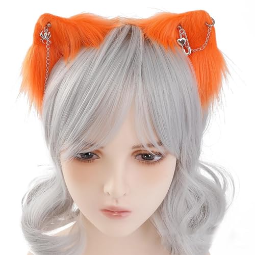 Fcnjsao Handgefertigtes Wolf Ohr Stirnbänder Kätzchen Girl Cosplay Kopfspeise Biest Ohren Fursuit Maskeraden Halloween Cosplay Party von Fcnjsao