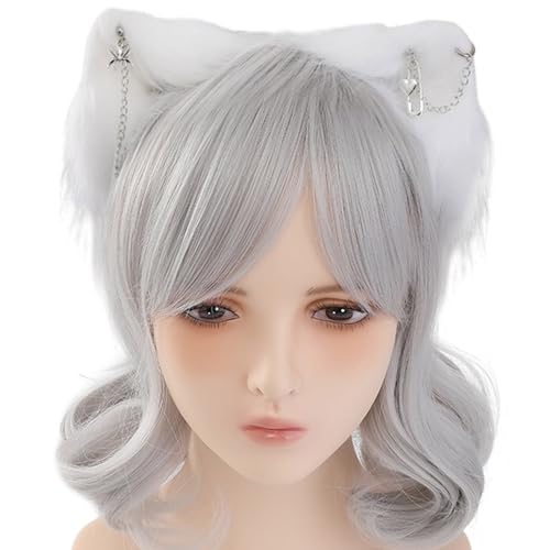 Fcnjsao Handgefertigtes Wolf Ohr Stirnbänder Kätzchen Girl Cosplay Kopfspeise Biest Ohren Fursuit Maskeraden Halloween Cosplay Party von Fcnjsao