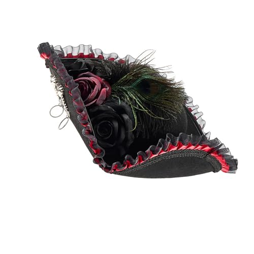 Fcnjsao Klassischer Piratenhut mit Spitzenbesatz und gefiederten Dekoren für Kolonialoutfit und Theaterbühnenaufführungen, Piratenkostüm-Hut Fcnjsao Klassischer Piratenhut mit Spitzenbesatz und gefiederten Dekoren für Kolonialoutfit und Theaterbühnenaufführungen, Piratenkostüm-Hut von Fcnjsao