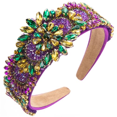 Fcnjsao Mardi Gras Kristall Stirnbänder Für Verschiedene Kleider Kristall Haarteil Elegante Mardi Gras Kristall Kopfbedeckung von Fcnjsao