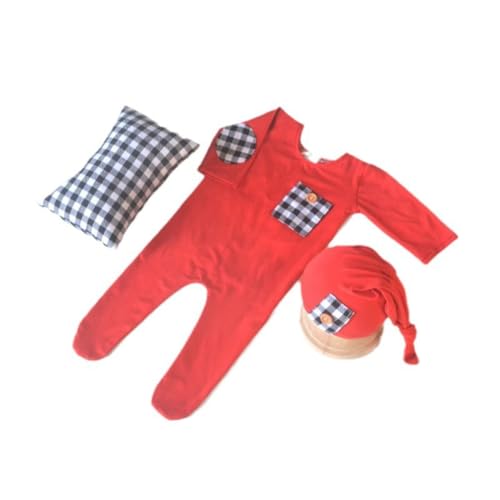 Fcnjsao Neugeborenen Foto Requisiten Weihnachten Kostüm Overall Santa Plaids Kissen Fotoshooting Kleidung Baby Fotografie Anzug von Fcnjsao