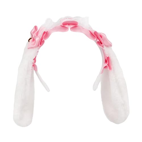 Fcnjsao Schöne Kaninchen Ohrhaarband Anime Kostüm Haarband Für Frauen Mädchen Party Headwrap 2000er Jahre Spitze Bowtie Halloween Themen Kopfbedeckung von Fcnjsao